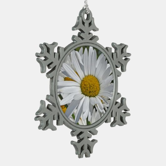 かわいらし春デイジー飾り スノーフレークピューターオーナメント (左)