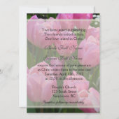 かわいらし春ピンクのチューリップ花クリスチャン結婚ズ 招待状 (正面)