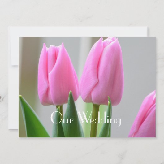 かわいらし春ピンクのチューリップ花クリスチャン結婚ズ 招待状 (裏面)