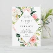 かわいらし春フローラフレーム婚約パーティ 招待状 (スタンド正面)