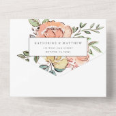 かわいらし春フローラ水の色結婚の オールインワン招待状 (裏面)