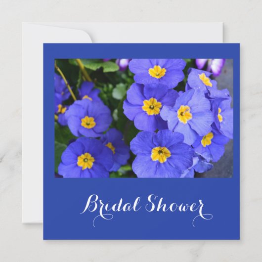 かわいらし春ブルーガーデン花ブライダルシャワー 招待状 (裏面)