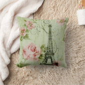 かわいらし春ミントピンクフローラパリエッフェルタワー クッション (ブランケット)