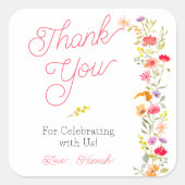 かわいらし春ワイルドフラワーフローラ感謝していブライダル スクエアシール (正面)