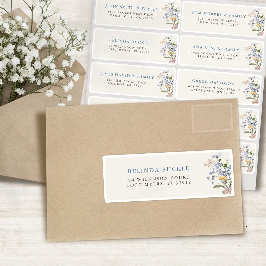 かわいらし春ワイルドフラワーメドウゲスト名アドレス シール