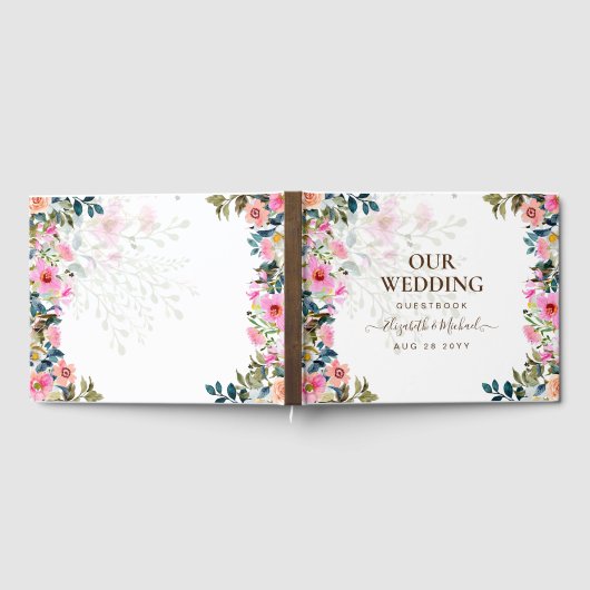 かわいらし春ワイルドフラワー結婚ズゲストブック ゲストブック (全面)