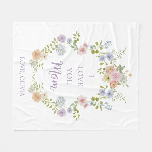 かわいらし春野の花 | ママを愛する フリースブランケット (正面(横))