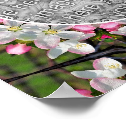 かわいらし春Flowsフレーム自分の写真を作成 ポスター (角)