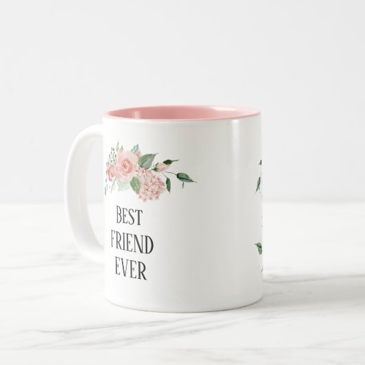 かわいらし最高のパーソナライズされたフローラ ツートーンマグカップ (正面左)