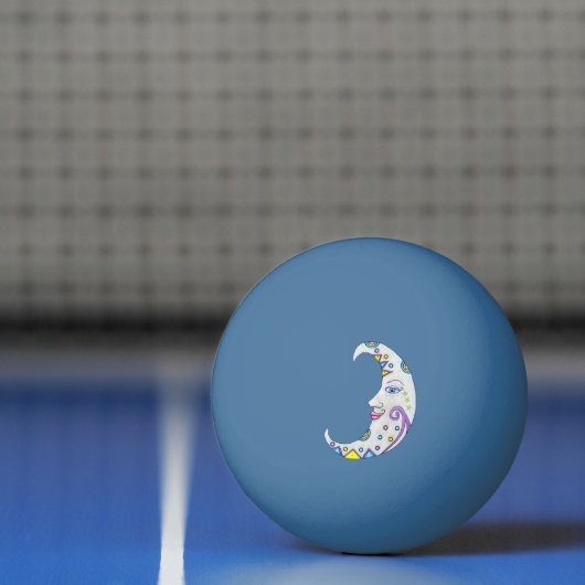 かわいらし月顔抽象芸術シェイプ複数色 卓球ボール (ネット)