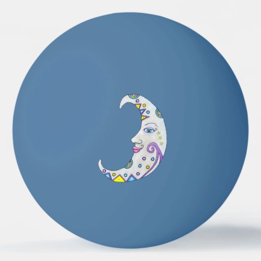 かわいらし月顔抽象芸術シェイプ複数色 卓球ボール (正面)