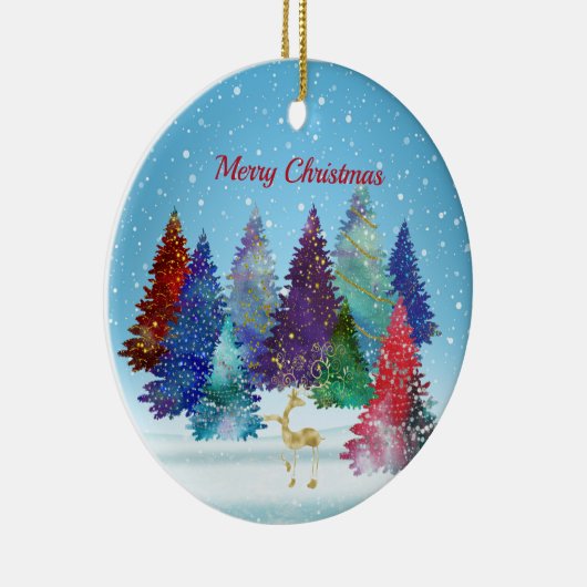 かわいらし木カラフルのトナカイ セラミックオーナメント (右)