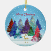 かわいらし木カラフルのトナカイ セラミックオーナメント (正面)