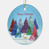 かわいらし木カラフルのトナカイ セラミックオーナメント (左)