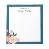 かわいらし机の花パーソナライズされた ノートパッド (正面)