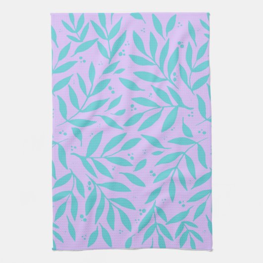かわいらし枝 – ターコイズとバイオレット10代の キッチンタオル (縦)