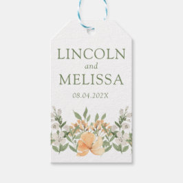 かわいらし桃と白のフローラ結婚ズ ギフトタグ