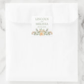 かわいらし桃と白のフローラ結婚ズ スクエアシール (バッグ)