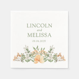 かわいらし桃と白のフローラ結婚ズ スタンダードカクテルナプキン