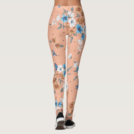 かわいらし桃フローラフェミニンパターン(の模様が)ある |レギンス レギンス (裏面)