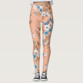 かわいらし桃フローラフェミニンパターン（の模様が）ある |レギンス レギンス (正面)