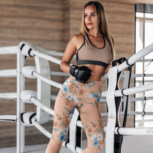 かわいらし桃フローラフェミニンパターン（の模様が）ある |レギンス レギンス