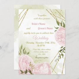 かわいらし桃色の花は幾何結婚性の 招待状