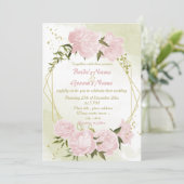 かわいらし桃色の花は幾何結婚性の 招待状 (スタンド正面)