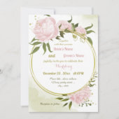 かわいらし桃色の花は幾何結婚性の 招待状 (正面)