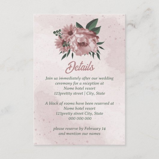 かわいらし桃花結婚植物学 エンクロージャーカード (正面)