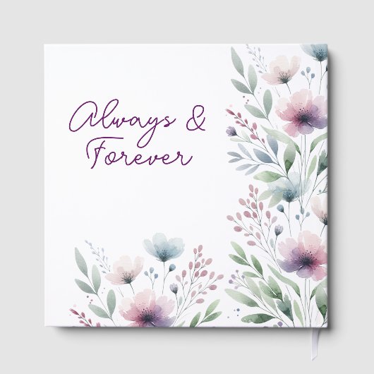 かわいらし植物パーソナライズされた結婚の ゲストブック (裏面)