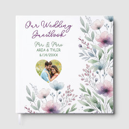 かわいらし植物パーソナライズされた結婚の ゲストブック