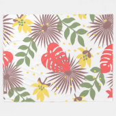 かわいらし植物型カラフルフローラグリーンレッド フリースブランケット (正面(横))