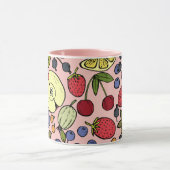 かわいらし植物性と果実lピンク柄 マグカップ (中央)