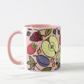 かわいらし植物性と果実lピンク柄 マグカップ (左)