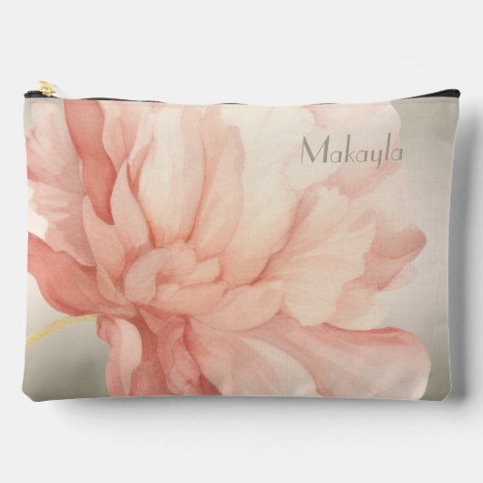 かわいらし水エレガント色ピーチ牡丹 アクセサリーポーチ (正面)