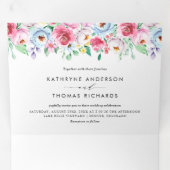 かわいらし水カラフル色結婚春の花 三つ折り招待状 (内部最初)