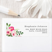 かわいらし水彩ピンクフローラ差出人住所 ラベル (インサイチュ)