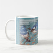 かわいらし水彩小青パーソナライズされた鳥 コーヒーマグカップ (左)