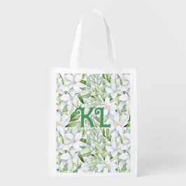 かわいらし水彩白パーソナライズされた花 エコバッグ