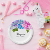 かわいらし水彩紫陽花 |赤ちゃんシャワー ペーパープレート (パーティー)