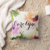 かわいらし水彩花パーソナライズされた枕 クッション (ブランケット)