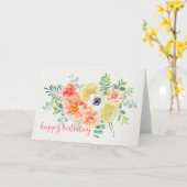 かわいらし水彩花誕生日カード カード (黄色い花)