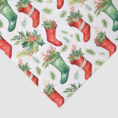かわいらし水彩赤と緑のストッキング 薄葉紙 (詳細)