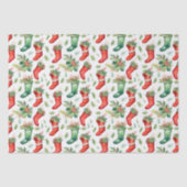 かわいらし水彩赤と緑のストッキング 薄葉紙 (正面)