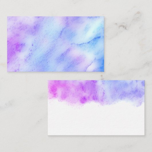 かわいらし水彩青紫抽象芸術カスタム 名刺 (正面/裏面)