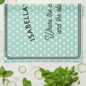 かわいらし水玉模様ラパターン（の模様が）あるイトアクアキッチン キッチンタオル (折り畳み)