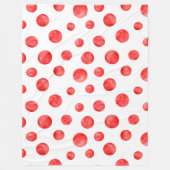 かわいらし水玉模様赤と白in l cute モダン フリースブランケット (正面)