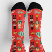 かわいらし水色くるみ割伝統的り赤 ソックス (上部)