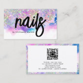 かわいらし水色ホログラフィックグリッターネイルアーティスト コーリングカード (正面/裏面)